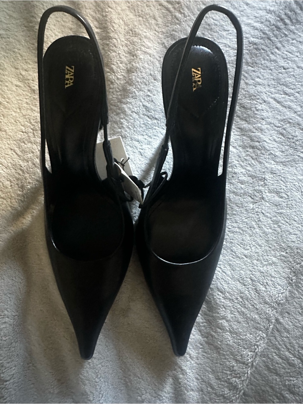 ZARA Black Pointed Slingback Heels